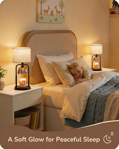 Table Lamp Candle Warmer Flameless 2.5- 6.5in Height Adjustable Timer Dimmer Wax Melt Warmer Lamp for Large 3 Wicks Jar Candles Modern Bedside Lamp for Mothers Day House Warming Home Decor Living Room