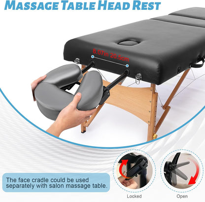 Massage Headrest for Bed, Head Holder & Face Cradle with Face Down Pillow