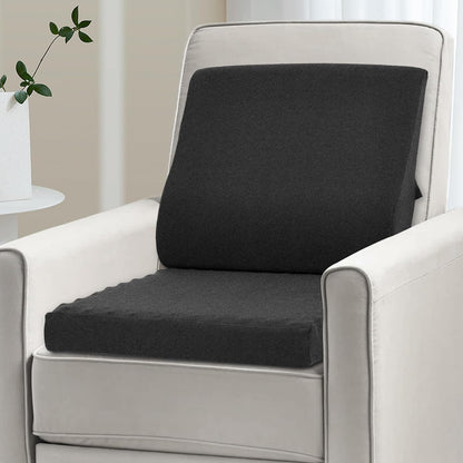 Shinnwa Lumbar Support Pillow for Recliner, Ultra-Soft Foam Back Support Pillow and Egg Crate Foam Seat Cushion 2-in-1 for Couch, Office Chair, for Back Pain Relief, Brown