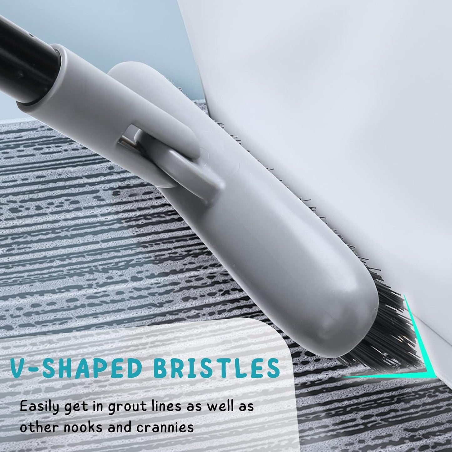 Grout Brush with Long Handle, 49'' Tile Cleaner Tool for Shower, Floors Scrubber for Bathroom Cleaning