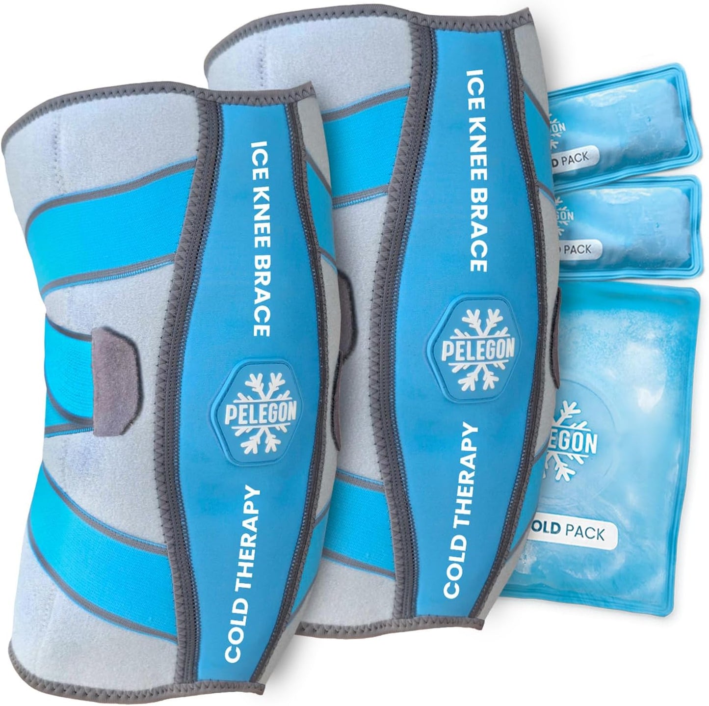 Knee Ice Pack Wrap - Adjustable Ice Pack for Knees Surgery, Replacement, Arthritis Pain, ACL, Sports Injuries, Post Surgery, for Long Duration - 2 Pack