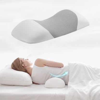 Lumbar Support Pillow for Sleeping,Premium Memory Foam Lower Back Pain Relief Bed Rest Support Pillows for Car Bed,Couch,Waist Support Care Cushion,Sleep Lumbar Pillow (Black Grey)