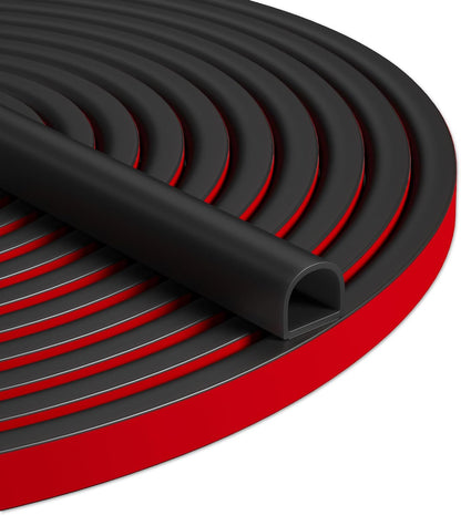 20FT Weather Stripping Door Seal, Self-Adhesive Silicone D-Shaped Seal Strip for Door Frame & Window Gaps, Soundproof Insulation Gap Filler