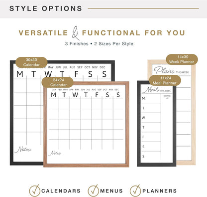 MCS Dry Erase Weekly Meal Planner Black Framed Calander Whiteboard, 11x24 | Dry Erase Weekly Meal Planner Black Framed Calander Whiteboard Frame, 11x24 Inch