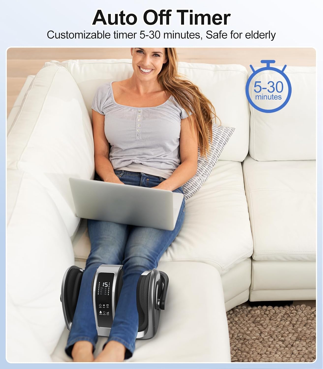 Shiatsu Foot Massager with Heat, Deep Kneading Foot Massager for Plantar Fasciitis, Neuropathy, Circulation and Pain Relief, Foot and Calf Massage at Home/Office