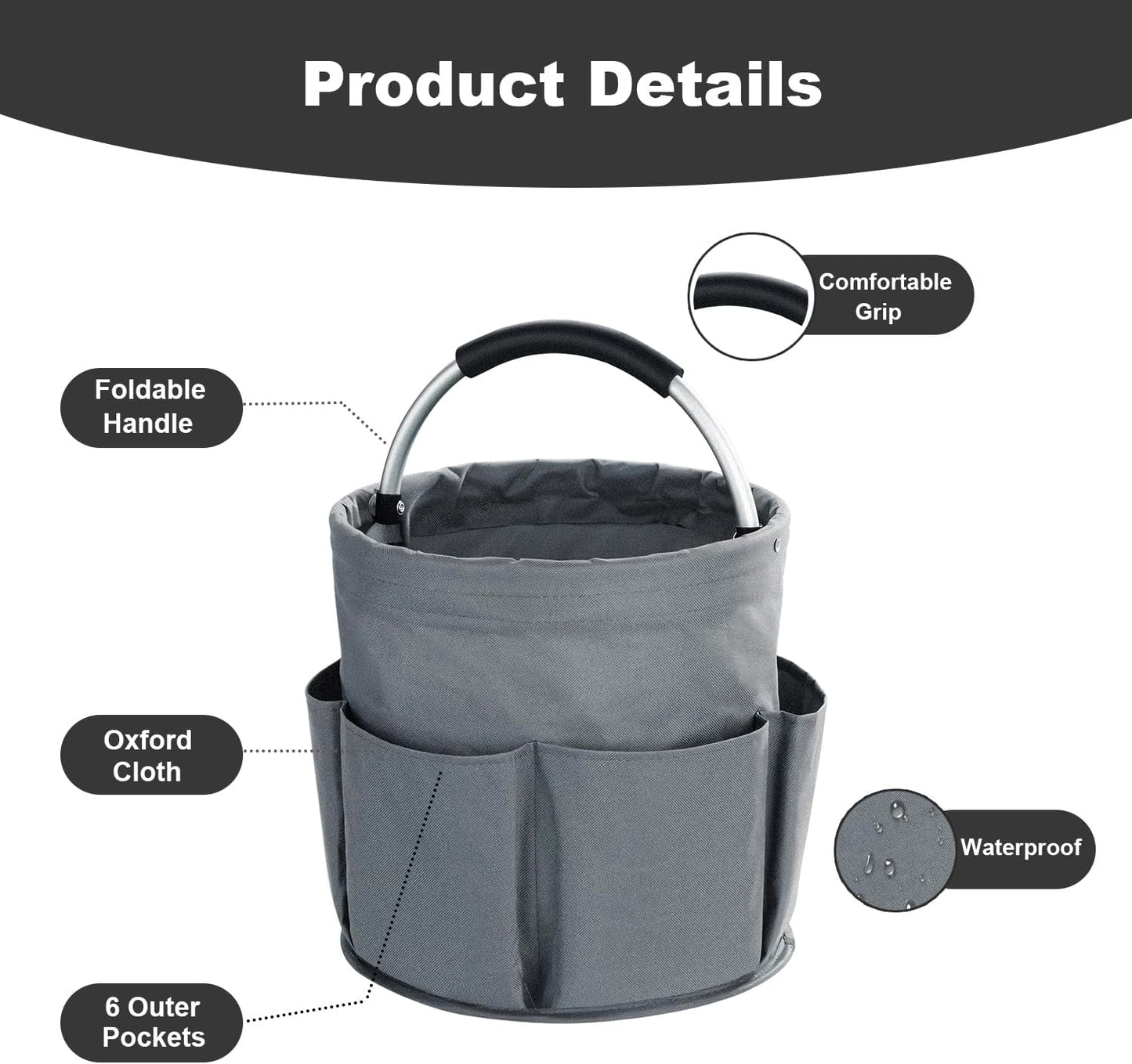 17L Cleaning Caddy with Handle, Cleaning Supplies Organizer, Foldable Storage Basket, Cleaning Supply Caddy, Portable Multi Cleaning Bucket Bag for Home, Garden (Blue)