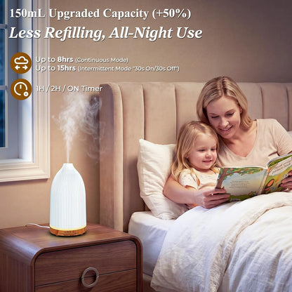 URPOWER 300mL Essential Oil Diffusers for Home Aromatherapy Diffuser | Up to 10 Hrs High/Low Mist Settings Quiet Diffuser Oil Machine Humidifiers Ideal for Bedrooms Living Rooms & Home Offices