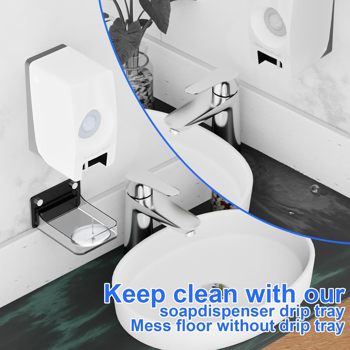 Acrylic Dispenser Drip Tray Wall Mount Removal Soap Dispenser Bracket, Laundry Detergent Drip Catcher Prevent Dripping and Spraying, Soap Dispenser Water Tray, Detachable for Cleaning