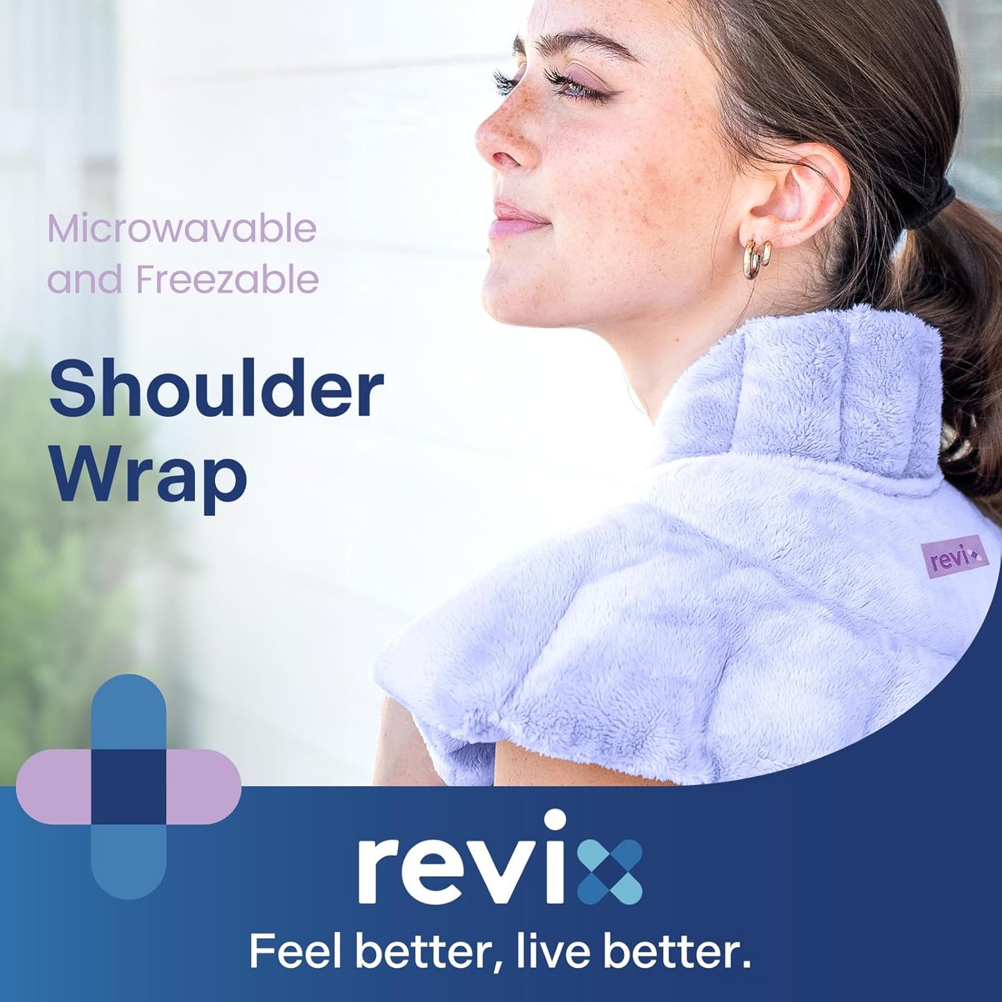 REVIX Microwave Heating Pad for Neck and Shoulders Back, Microwavable Heated Neck Wrap Warmer with Moist Heat, Lavender Aromatherapy Hot and Cold Pack