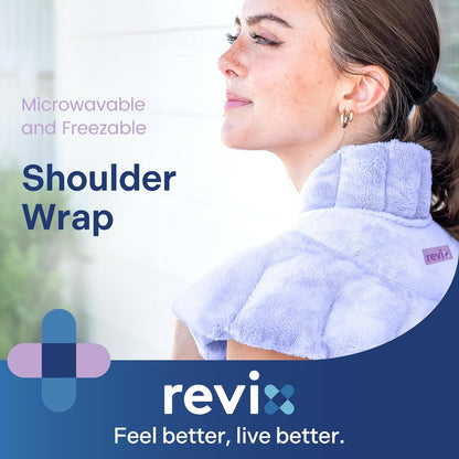 REVIX Microwave Heating Pad for Neck and Shoulders Back, Microwavable Heated Neck Wrap Warmer with Moist Heat, Lavender Aromatherapy Hot and Cold Pack
