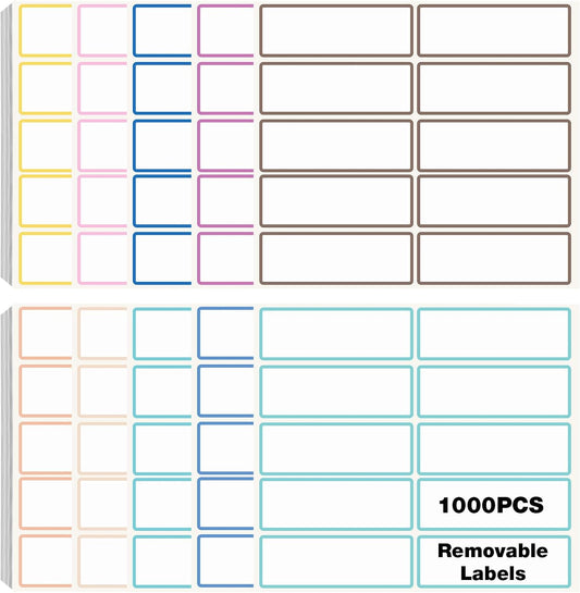 1000 Pcs Removable Water Resistant Food Labels, 1x3 Inch Self-Adhesive Colored Stickers,Oil & Tear Resistant for Containers, Storage & Classroom (10 Colors)