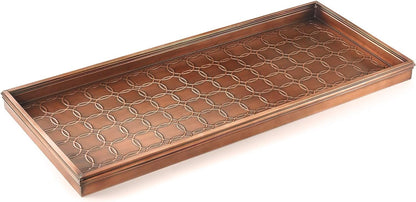 Good Directions Large Boot Tray, Classic Multi-Purpose All Weather Decorative Boot Tray, Shoes, Plants, Garage, Patio Door, Pet Bowls, 34 inch Entry Indoor Shoe Tray, Brown Copper Finish