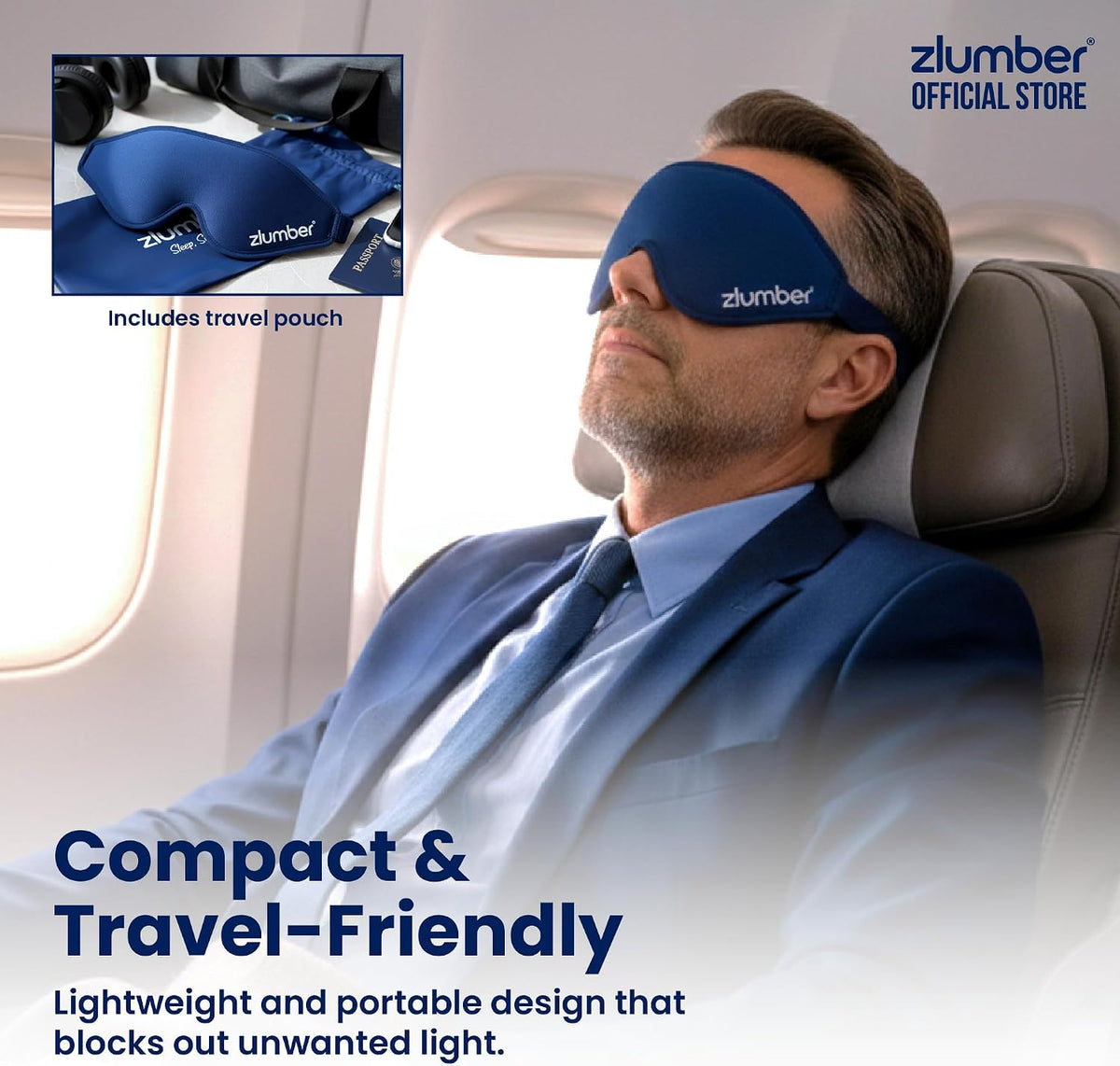 Zlumber Premium Eye Sleep Mask for Men & Women - 100% Blackout 3D Contoured Night Eye Mask for Sleeping, Travel Eye Mask & Side Sleeper Mask, Zero Eye Pressure, Adjustable