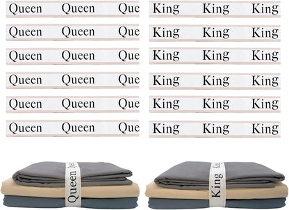 12 Pieces Bed Sheet Organizer Bands, Closet Organization Sheet Straps, Linen Labels Bedding Bands, Elastic Bed Sheet Storage Sheet Keepers （6PcsQueen 6PcsKing ）