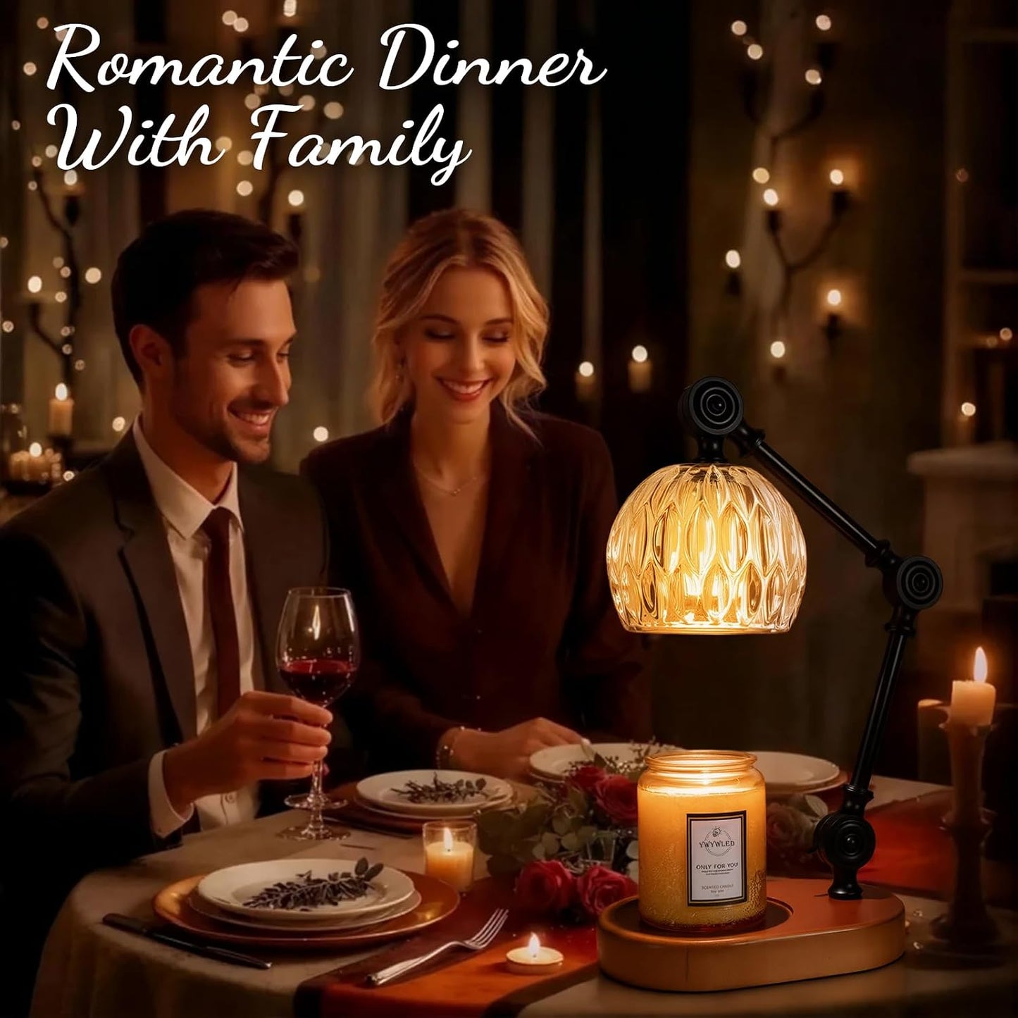 Candle Warmer Lamp, Dimmable Wax Melting Warmer with Adjustable Height, Bedroom Living Room Home Decor, Birthday Relaxation Gifts for Women (Green, Wave)