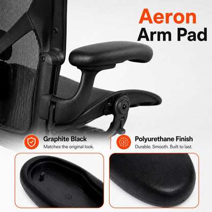Office Chair Arm Pads for Aeron Chair Graphite, Polyurethane, 2 Pack