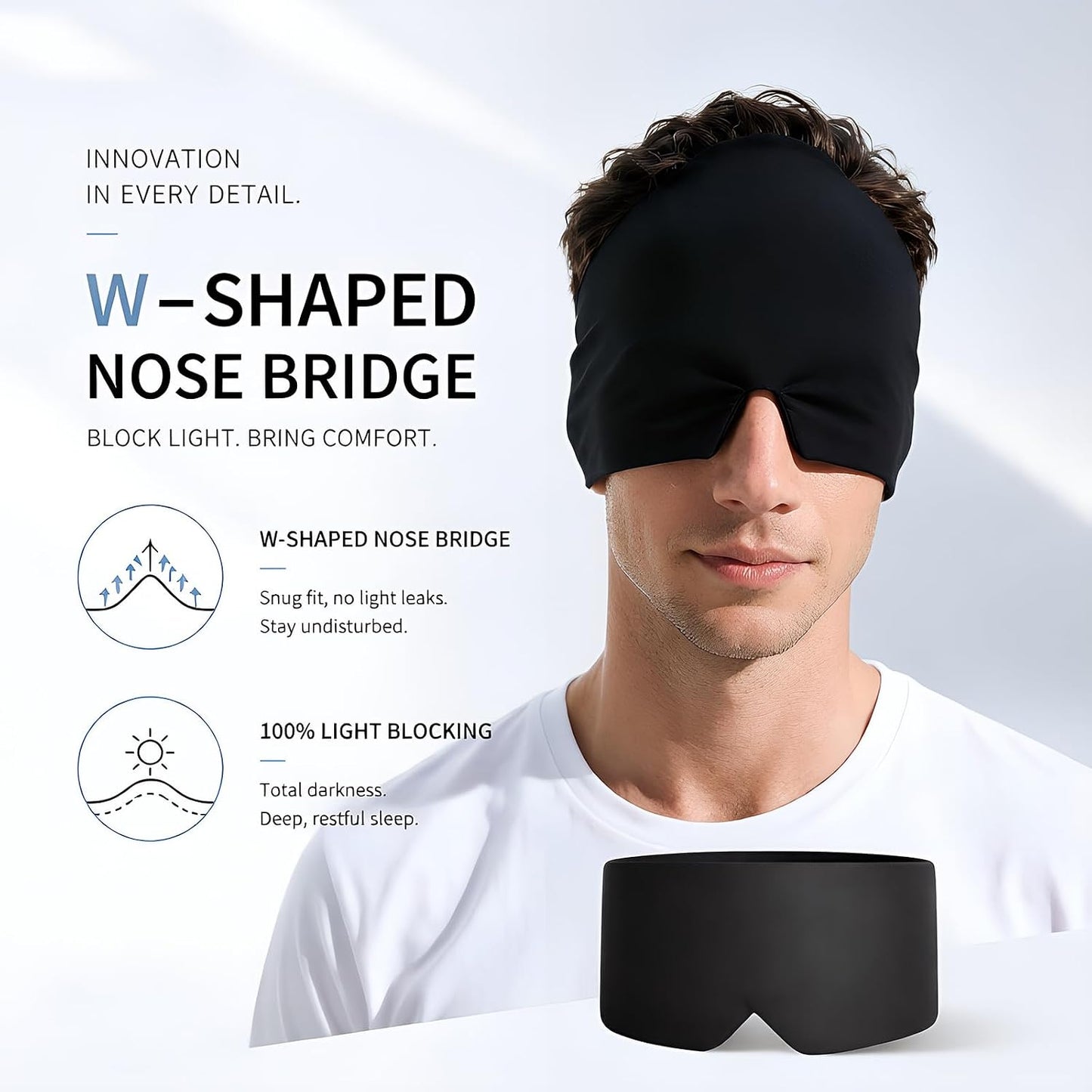 Sleep Eye Mask Suitable for Both Lying Flat Side Sleeping Provides Protection Day Night Unisex Blackout Mask Sleepers Cooling Gel Material Gentle Bbreathable Refreshing