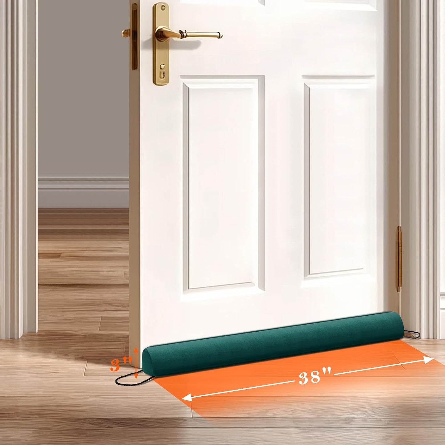 Door Draft Stopper with Removable Washable Cover, 38", Black | Weighted Gap Filler, Blocks Hot and Cold Air, All-Season Seal, Easy Install, Noise & Wind Blocker, Home Essentials