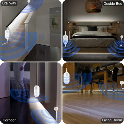 Dual Motion Sensor Light Indoor - Plug-in Adjustable LED Step Stair Light Strip with Double Sensor Detection, Timer & Dimmer for Staircase, Hallway, Bedroom (16.4FT 3000K Warm White)