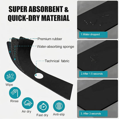 33 Lx5.5 W Long Kitchen Sink Faucet Mat: Customizable Black Splash Guard with Pre-Cut Center Hole for Large Double bowl Sink, DIY to Fits irregular & 2, 3, 4 hole sinks with Soap Dispenser & Air Gap