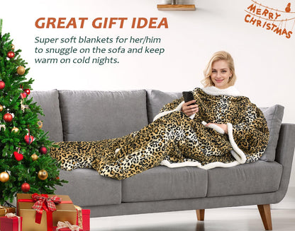 Catalonia Wearable Blanket with Sleeves & Foot Pocket for Adults | Soft Fleece Throw Wrap with Hands-Free Comfort, Perfect for Reading, TV Time & Relaxing, Christmas Gift for Women & Men