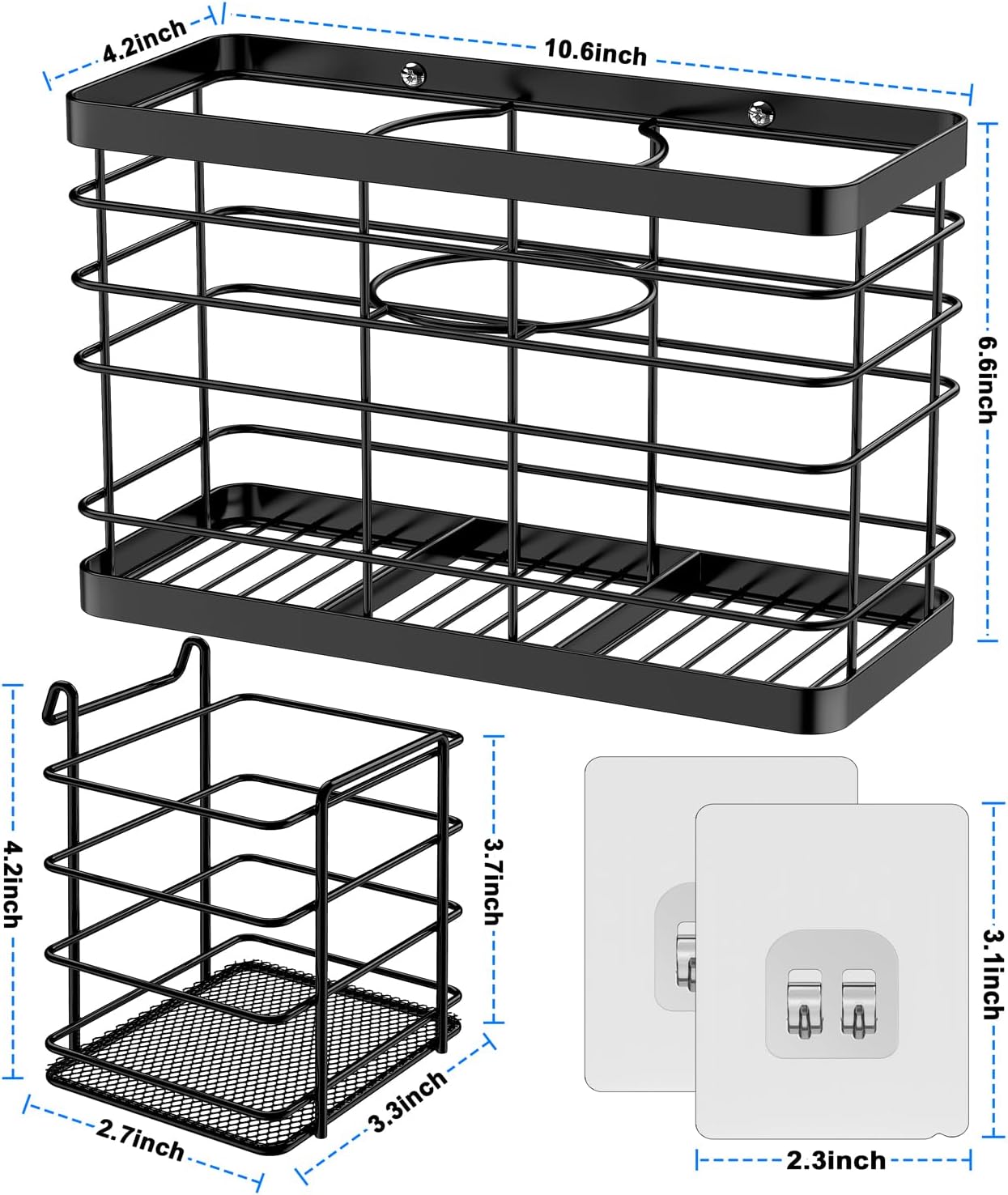 Hair dryer holder cabinet door - Hair tool organizer wall mount | Cabinet Door Bathroom Organizer Hair Care & Styling Tools Storage Basket for Hair Dryer, Curling Irons, Hair Straighteners
