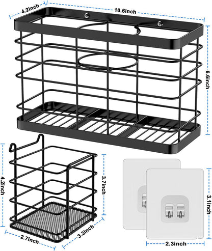 Hair dryer holder cabinet door - Hair tool organizer wall mount | Cabinet Door Bathroom Organizer Hair Care & Styling Tools Storage Basket for Hair Dryer, Curling Irons, Hair Straighteners