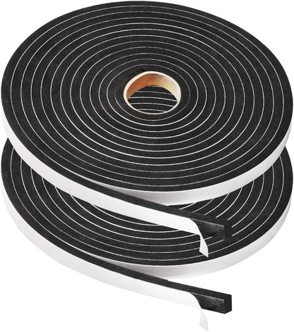 2 Rolls Foam Seal Tape for Door Window Insulation, Soundproof and Shockproof Foam Adhensive Strip, 3/8" Wx3/16 T Single Sided Foam Tape, Cold Air and Draft Closed Cell Seal Strip,Total 32FT