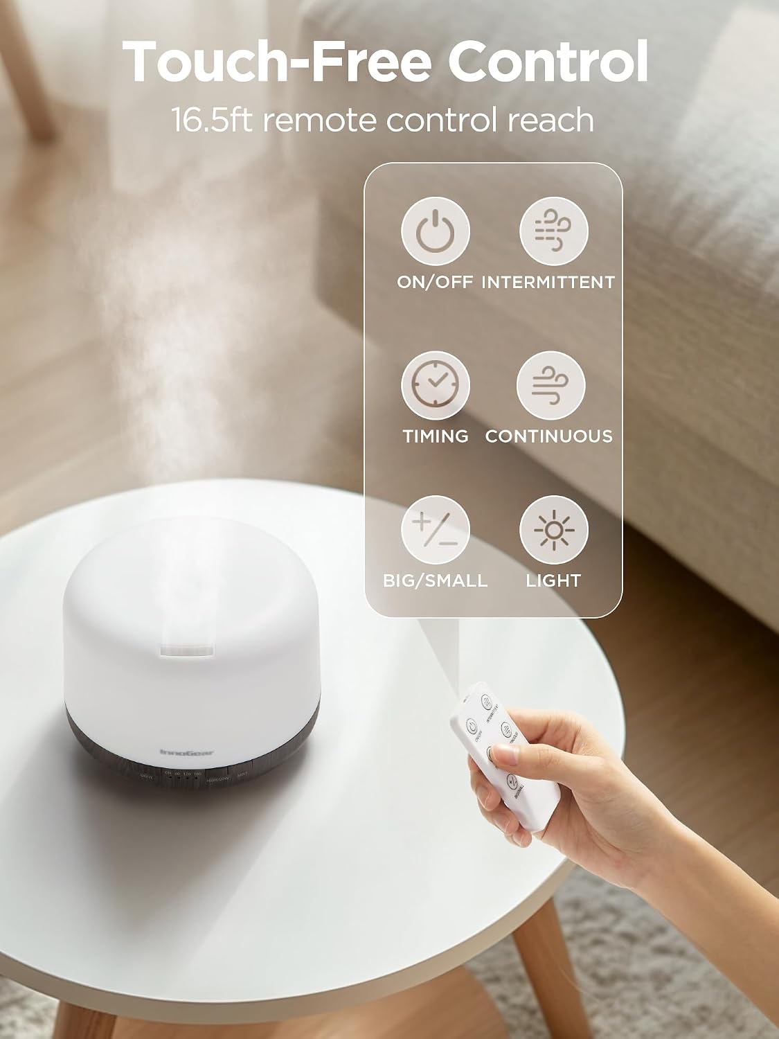 InnoGear Aromatherapy Diffuser & 10 Essential Oils Set, 500ml Essential Oil Diffuser with Remote Control Mother's Gift Ultrasonic Cool Mist Scent Humidifier Vaporizer Auto-Off Timer for Home, Yellow