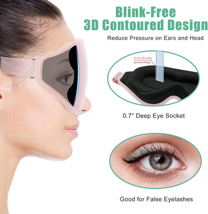 BeeVines 3D Molded Sleep Mask, Blackout Eye Masks for Sleeping (2 Packs)
