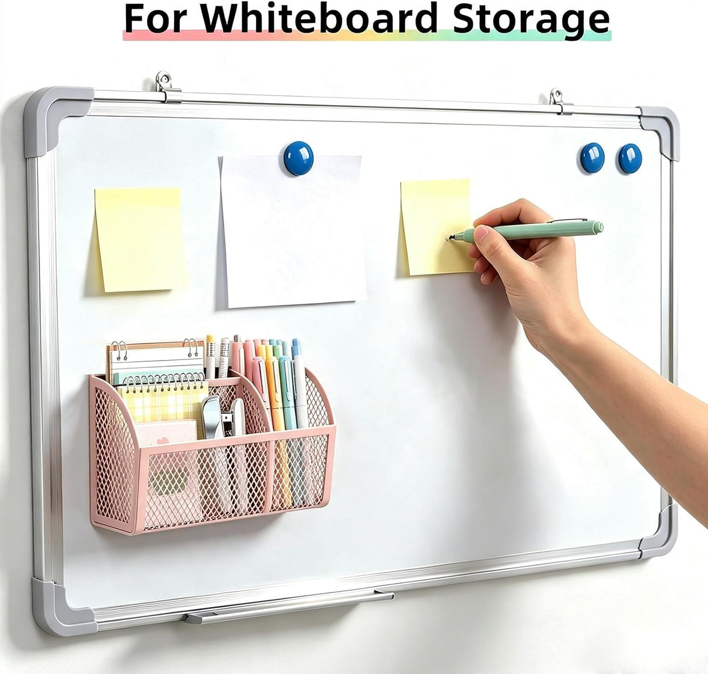 Magnetic Pencil Holder, Magnetic Organizer for Locker Accessories, Black | Mesh Marker Holder with Strong Magnets and 3 Compartments for Whiteboards Refrigerators and Magnetic Lockers