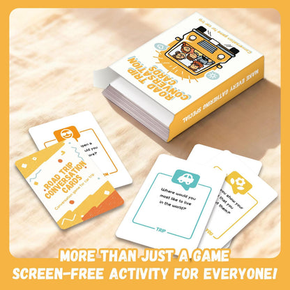 Road Trip Conversation Cards for Kids and Adults - Talk, Laugh, Bond for Family Trip - Conversation Cards for Family, Car Game, Road Trip Essentials