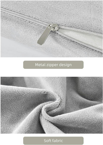 Bolster Pillow Half Moon, Fabric Everlasting Comfort Under Knee Pillow Ergonomic Memory Foam Core for Back Sleeping, Back Pain, Thoracic Support
