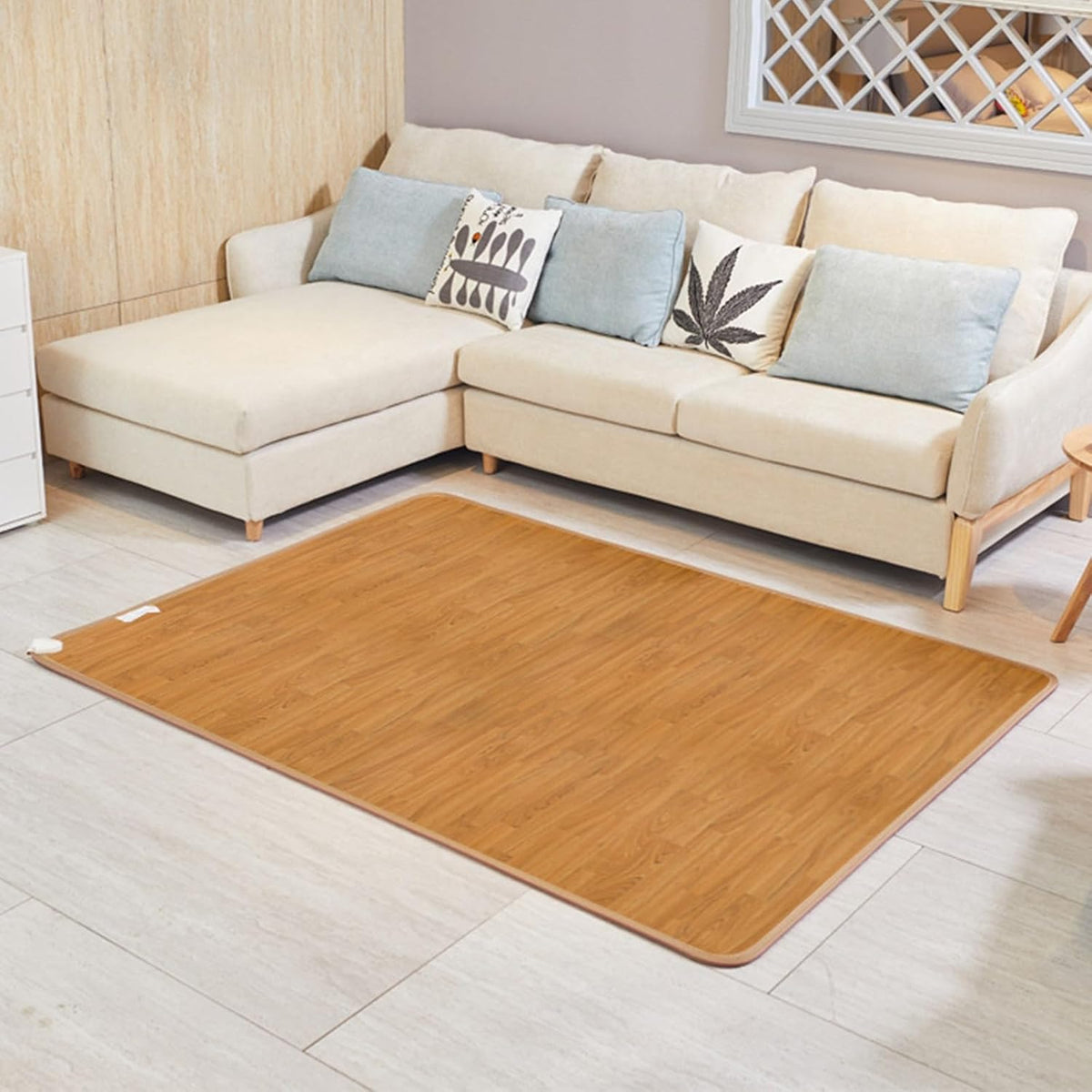 Electric Heated Floor Mat, Heated Carpet with Adjustable Temperature 12 Hour Timer, Indoor Graphene Floor Heating Mat Foot Warmer(C,100 * 100cm/39.3 * 39.3in)