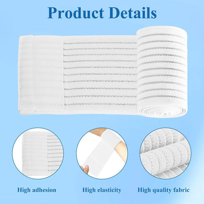 4 Pack Ice Pack Holder Straps for Cold Therapy, 35.5" x 3" Stretch Elastic Wrap with Hook and Loop, Reusable Extender Belt for Knee Shoulder Back (Straps Only, No Ice Packs)(White)