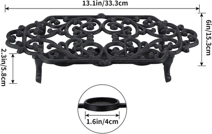 MOLIGOU Cast Iron Teapot Warmer, Teapot Warmer Stand with 3 Tealight Candle Holders, Teapot Heater Base