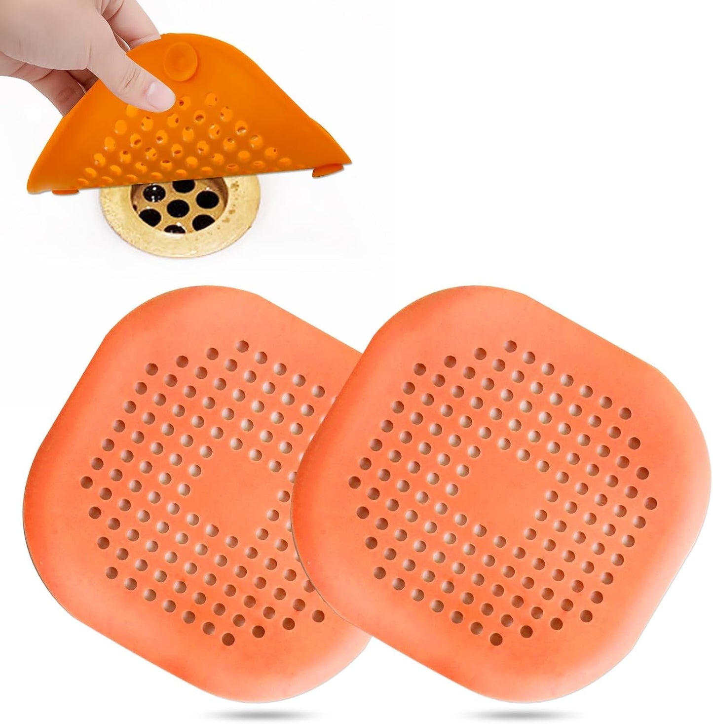 Bovinde Hair Drain Catcher,Square Cover for Shower 2 Pack (Black) | Drainer Cover Silicone Hair Stopper with Suction Cups,Protector Accessories,Easy to Install Suit for Bathroom,Bathtub,Sink