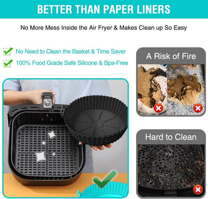 Silicone Air Fryer Liners for Ninja AF101 4QT AF141 5QT AF150 AF161 XL MAX 5.5QT for Ninja Foodi and Most 3-5 Quart Airfryers, Air Fryer Oven Microwave Accessories, Better than Disposable Paper Liner