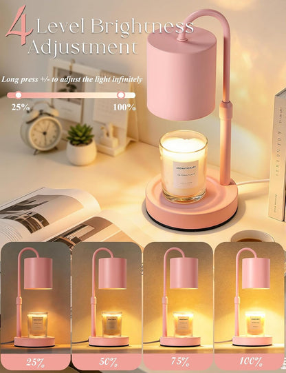 Briever Dimmable Candle Warmer Lamp with Timer, Height Adjustable Electric Candle Wax Warmer, Christmas Birthday Gifts for Women Mom, House Warming Gifts New Home Room Decor, Black Solid Wood Base