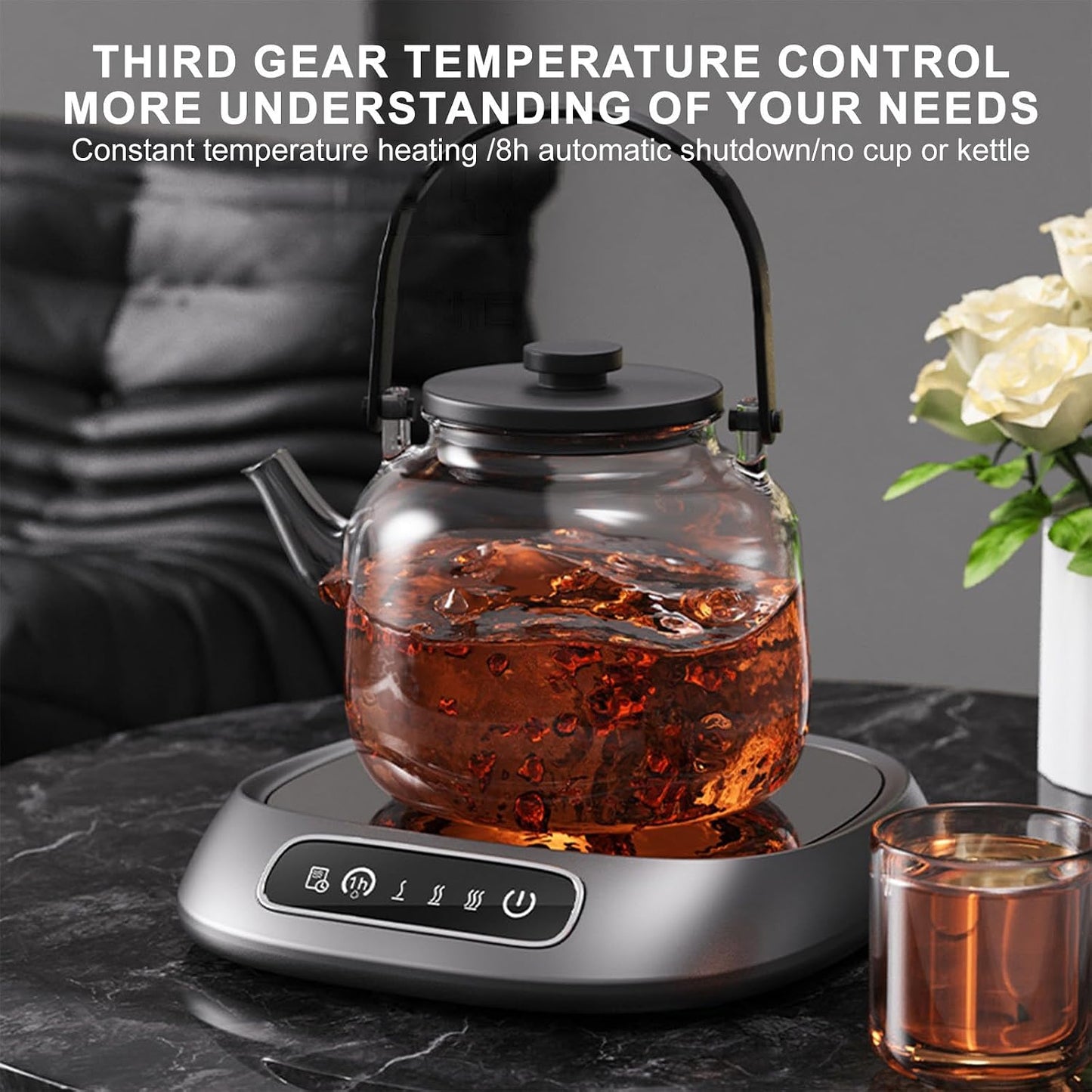 Mug Warmer, 10W Coffee Cup Warmer for Desk with Digital Display, 1-8H Timer Auto Shut Off, Smart Electric Coffee Heating Plate, Ideal Gifts for Women Men