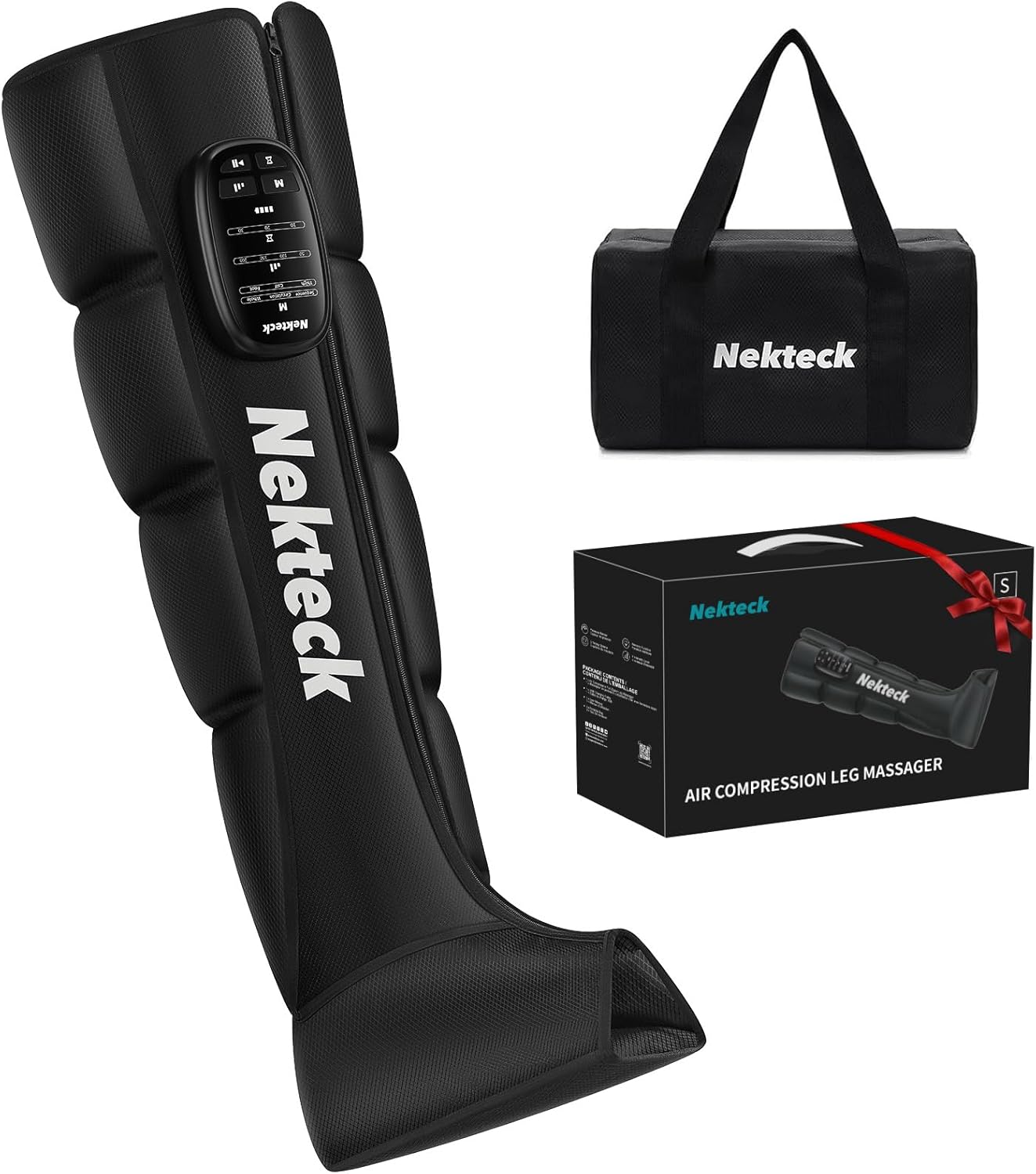 Nekteck Cordless Leg Compression Massager, (1-Pack) Middle | Rechargeable Massage Tools, 6 Modes, 4 Intensities, 3 Timers, Portable Full Leg Boots, FSA Eligible Gifts for Mom, Dad, Gym