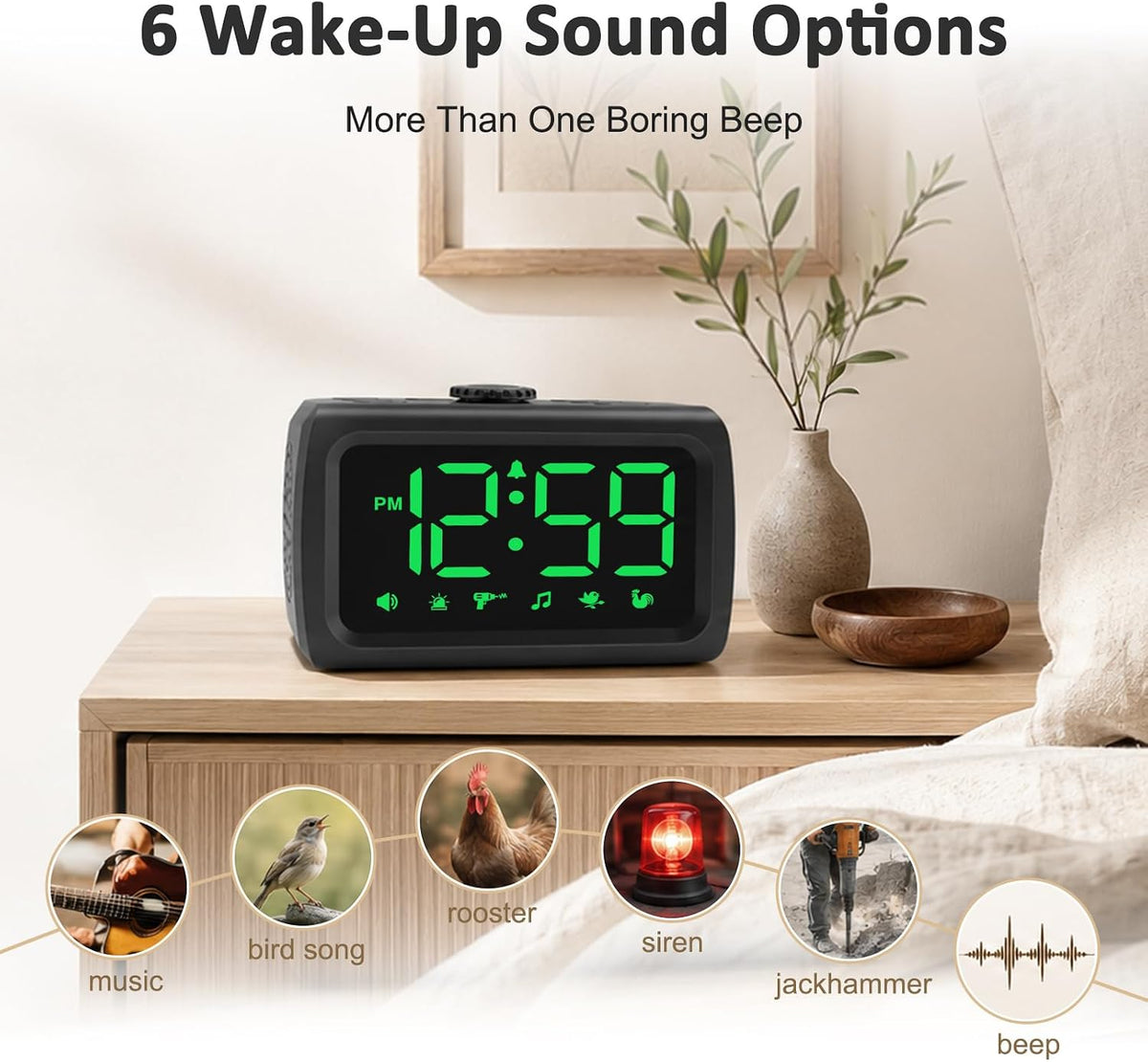Peakeep 115dB Super Loud Alarm Clock for Heavy Sleepers Adults Teens