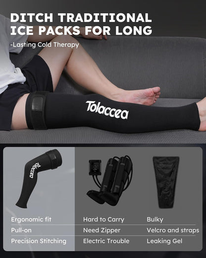 Full Leg Ice Pack Wrap with 360° Coverage with Strap for Muscle Recovery After Exercise, Ice Pack Wrap Around Entire Leg for Pain Relief, Foot Calf and Thigh Legs Shins Hamstrings (universal)