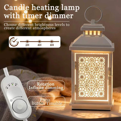 White Candle Warmer Lamp with Timer, Dimmable Farmhouse Lantern