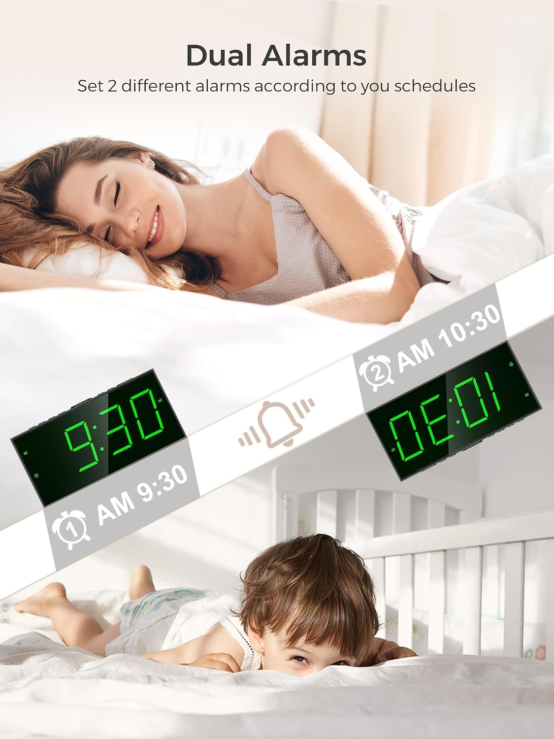 Vibrating Alarm Clock for Heavy Sleepers with Bed Shaker, 116dB Dual Alarms