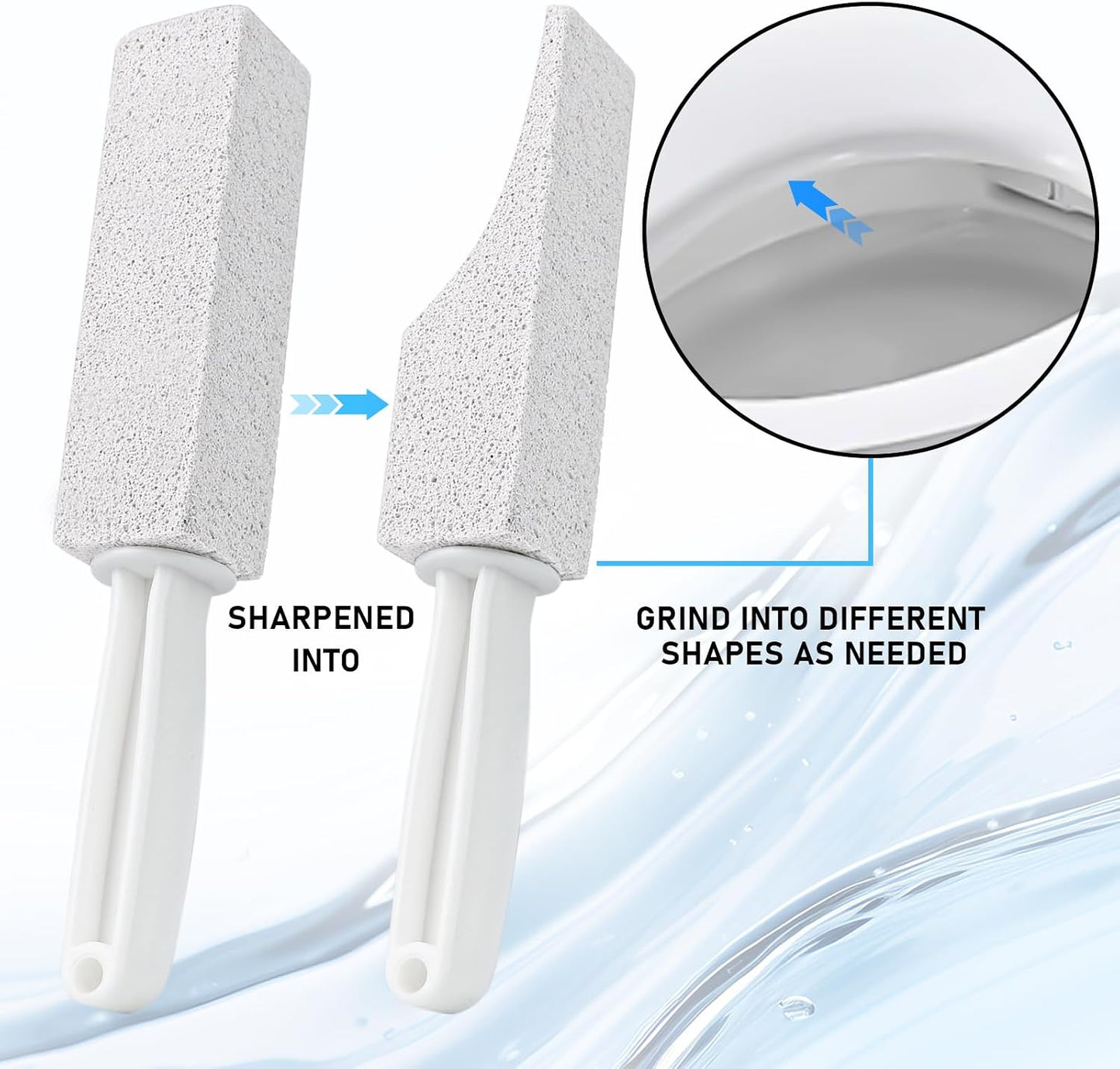 Pumice Cleaning Stone, 2 Pack Toilet Bowl Cleaner Toilet Brush, Gray | Non-Slip Long Plastic Handle, for Kitchen, Bath, Pool, Household Cleaning