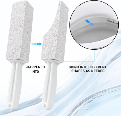 Pumice Cleaning Stone, 2 Pack Toilet Bowl Cleaner Toilet Brush, Gray | Non-Slip Long Plastic Handle, for Kitchen, Bath, Pool, Household Cleaning