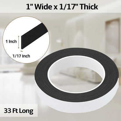 1 in Wide x 1/8 in Thick x 33FT Foam Weather Stripping Door Seal,Window Sealing Tape，Single-Sided Self-Adhesive Insulation Sealing Strip White
