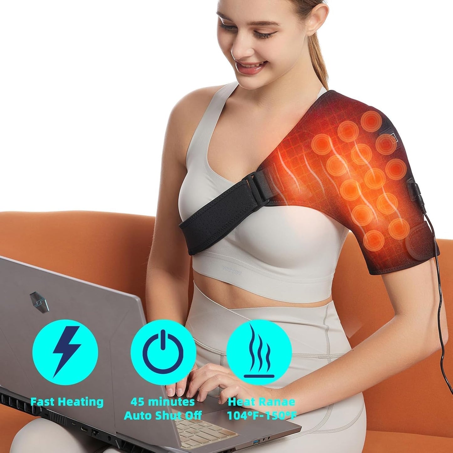 Shoulder Heating Pads for Pain Relief - Jade Stone Heated Shoulder Wrap with 3 Temperature Settings, Ideal for Rotator Cuff, Shoulder Soreness Relief at Home,Office