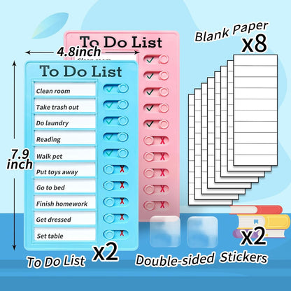 Chore Chart for Kids: Dry Erase Visual Schedule, Magnetic Bedtime/Morning Routine Chart - Toddler Chore Board, Checklist, To Do List for Kids (2 morning checklists, 2 bedtime checklists)